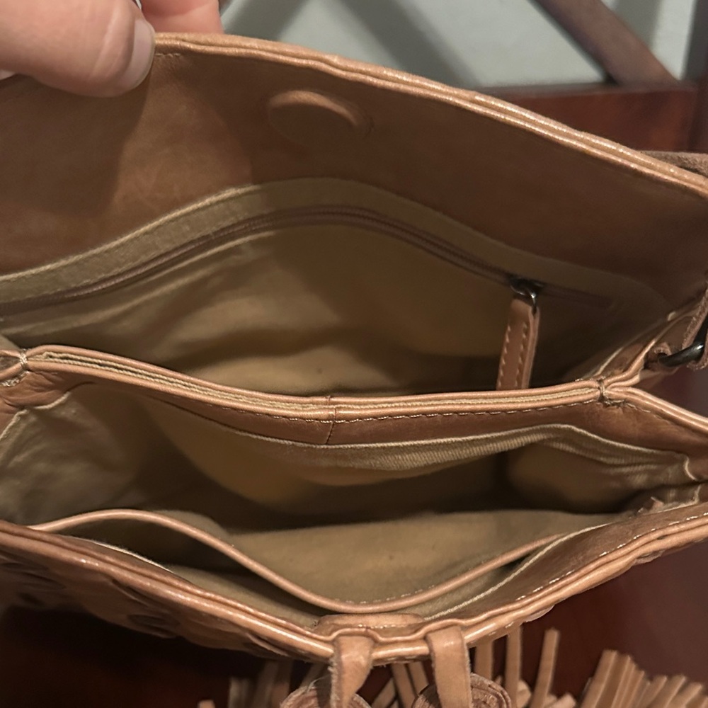 Tan Woven Leather Crossbody Bag - Picture 3 of 4